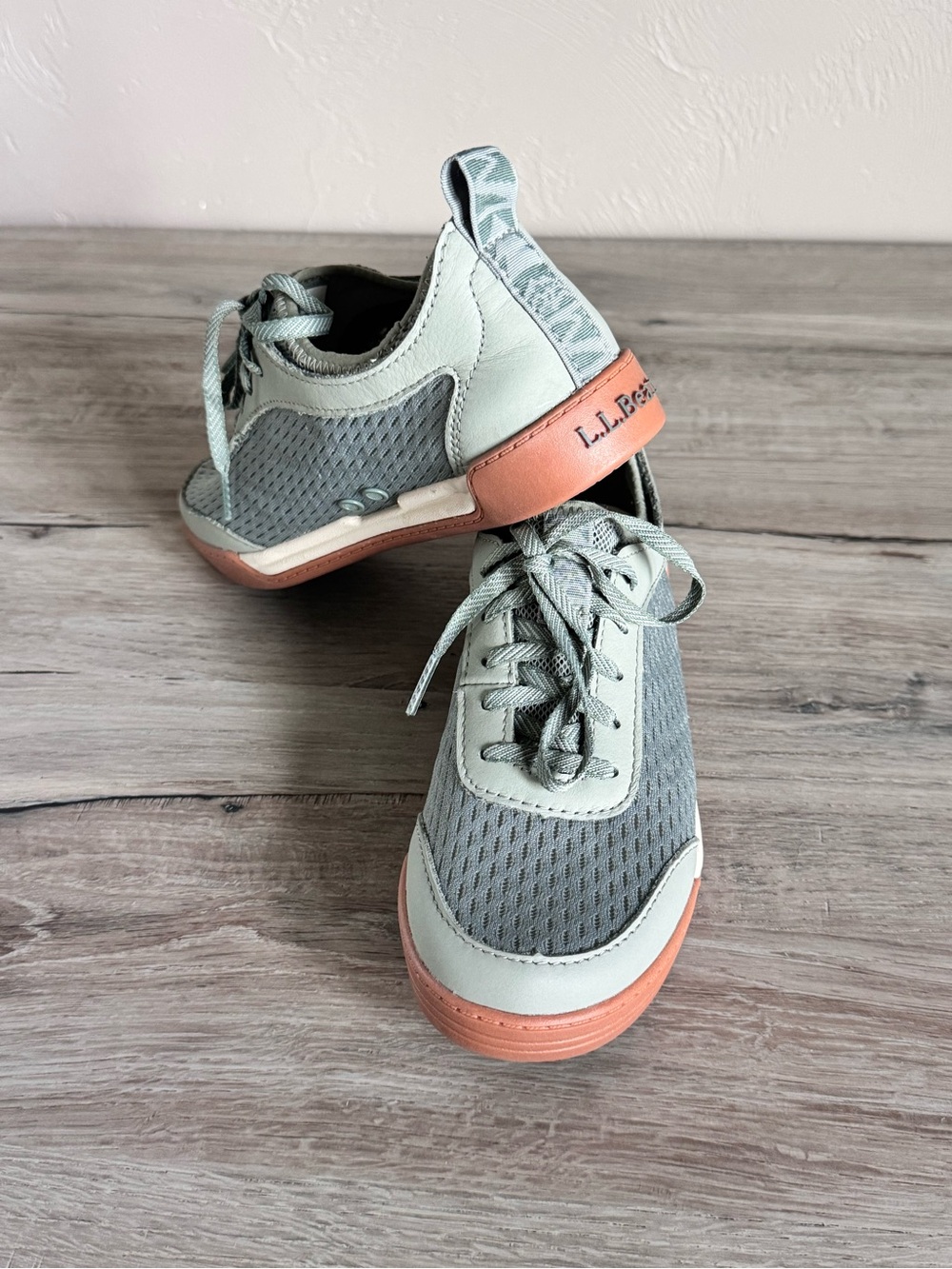 L.L.Bean Vacationland Lace-Up Sneakers in Sage Green